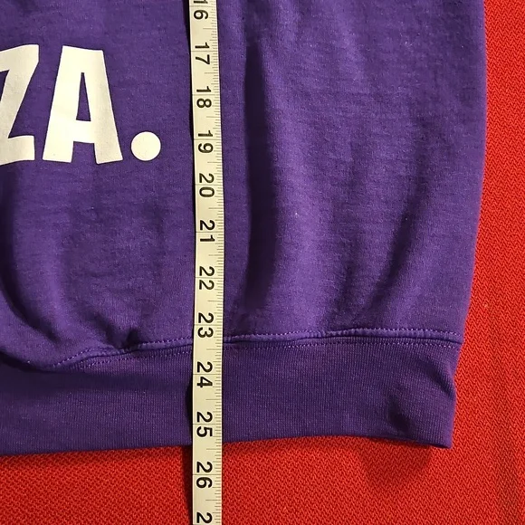 'Fu*k fashion, Let's eat pizza' long sleeve purple graphic sweatshirt Small - Picture 4 of 5
